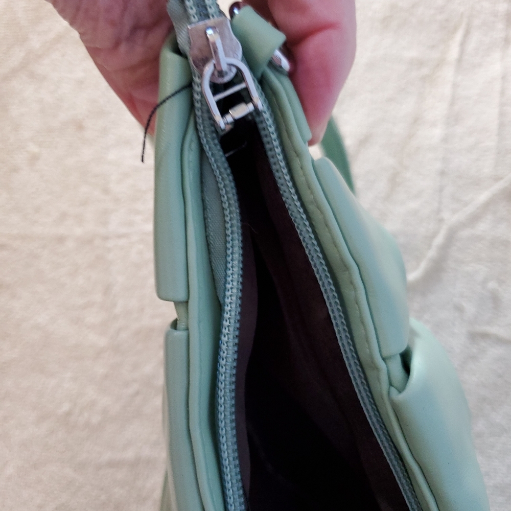 Mint Green Ruched Handbag - Picture 7 of 8